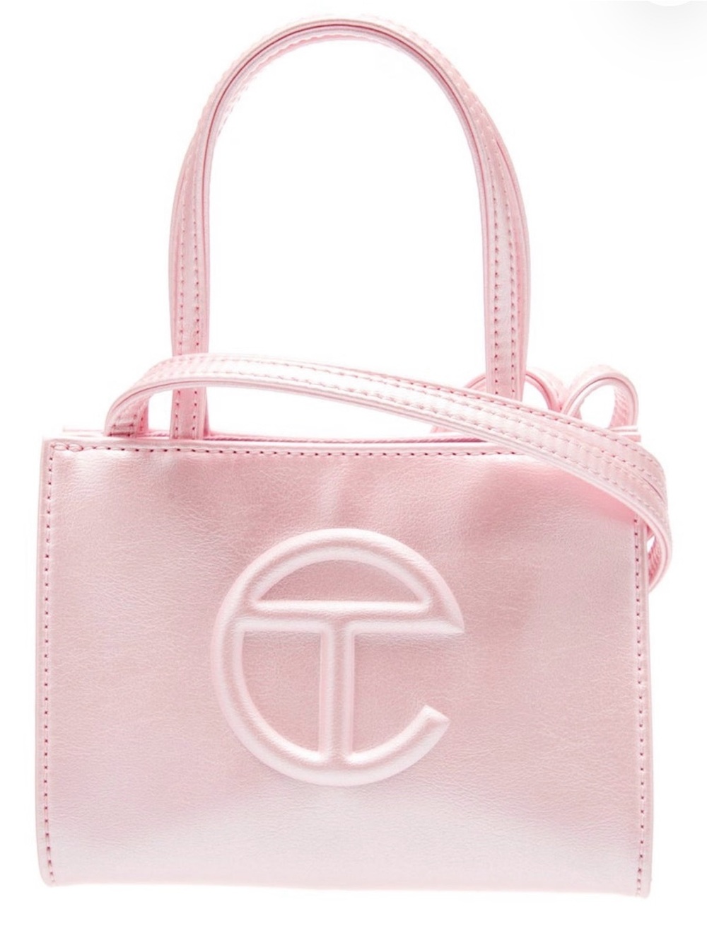 Telfar Mini Tote in Soft Pink with Embossed Logo